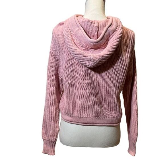 PINK by Victoria's Secret Women's Pink Knit Hooded Cropped Sweater Size X-Small - Picture 4 of 10